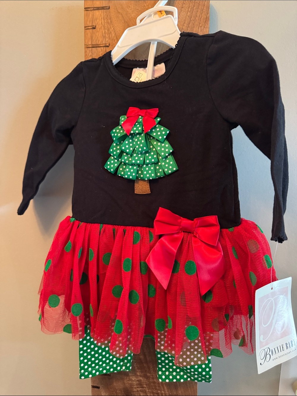 Bonnie Baby Black, Red & Green Holiday Tutu Dress Set